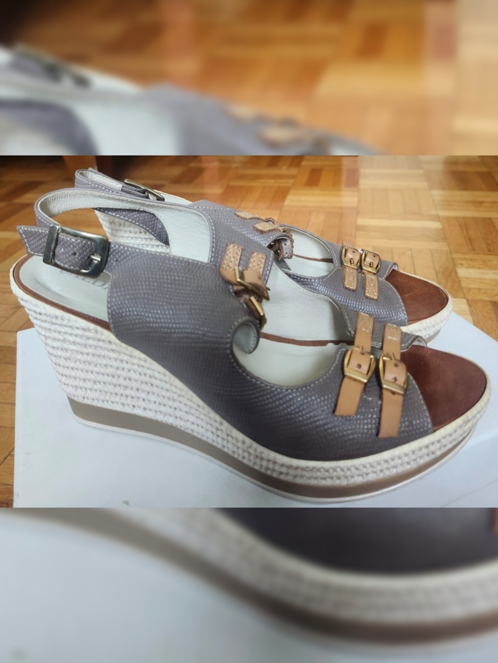 Women's genuine leather platform sandals - size EU36